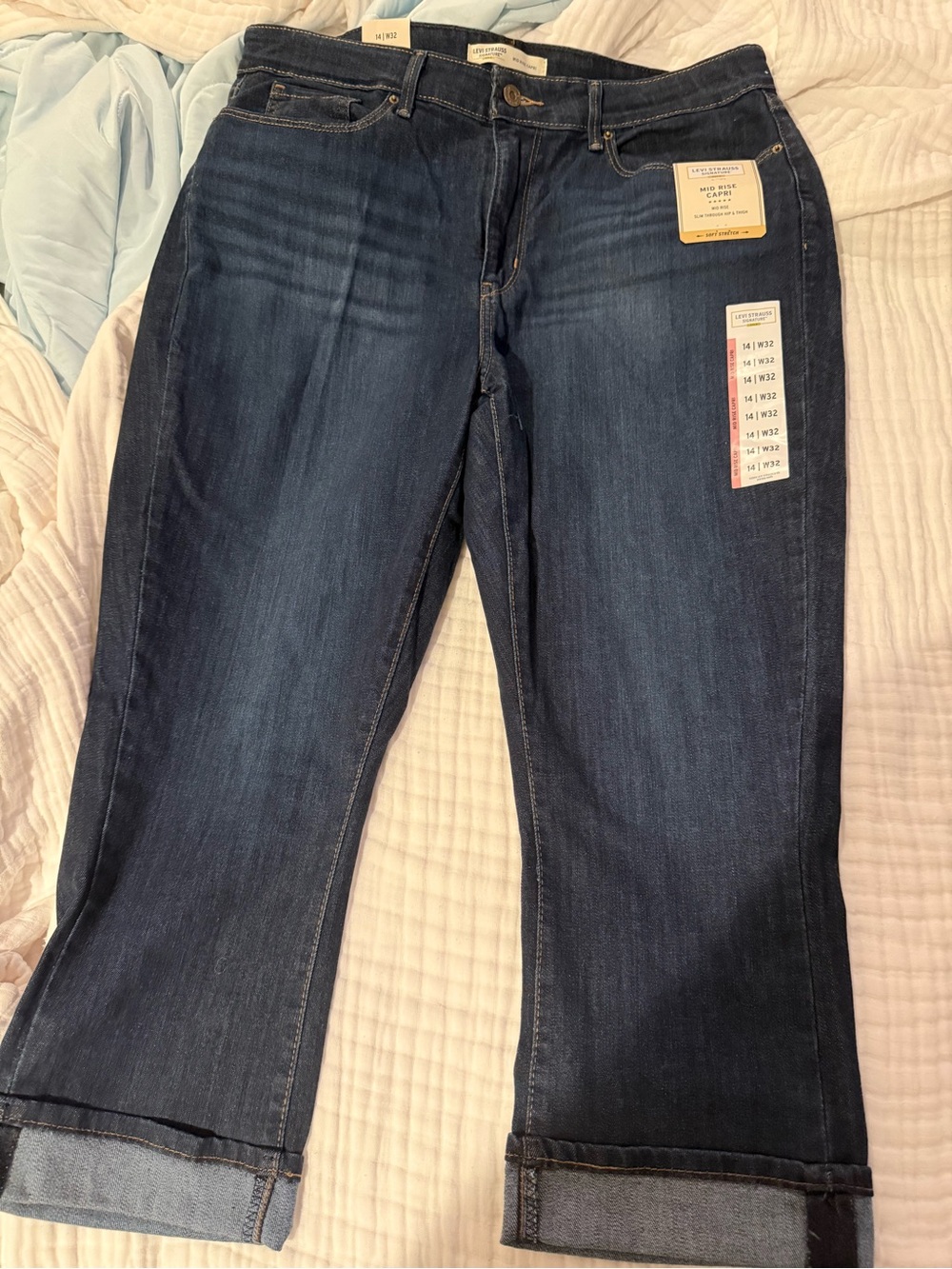 Levi's Dark Blue Cropped Straight Jeans